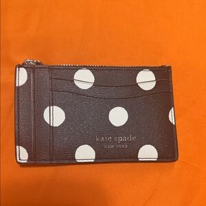 Kate Spade Chocolate and White Polka Dot Card Holder